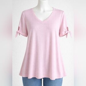 Lane Bryant knit swing tee with slit tie sleeves and V-neck Size 14/16